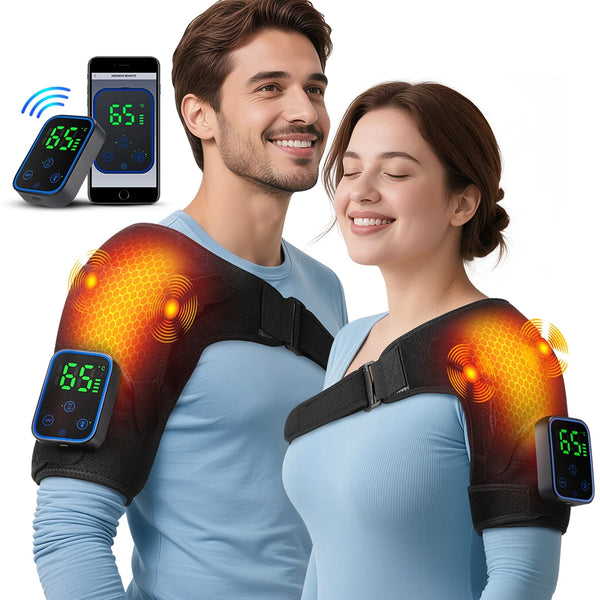 Detachable Wireless APP Control Electric Heating Vibration Shoulder Knee Massager Brace 3 Levels Timer Shoulder Massage Belt Bra