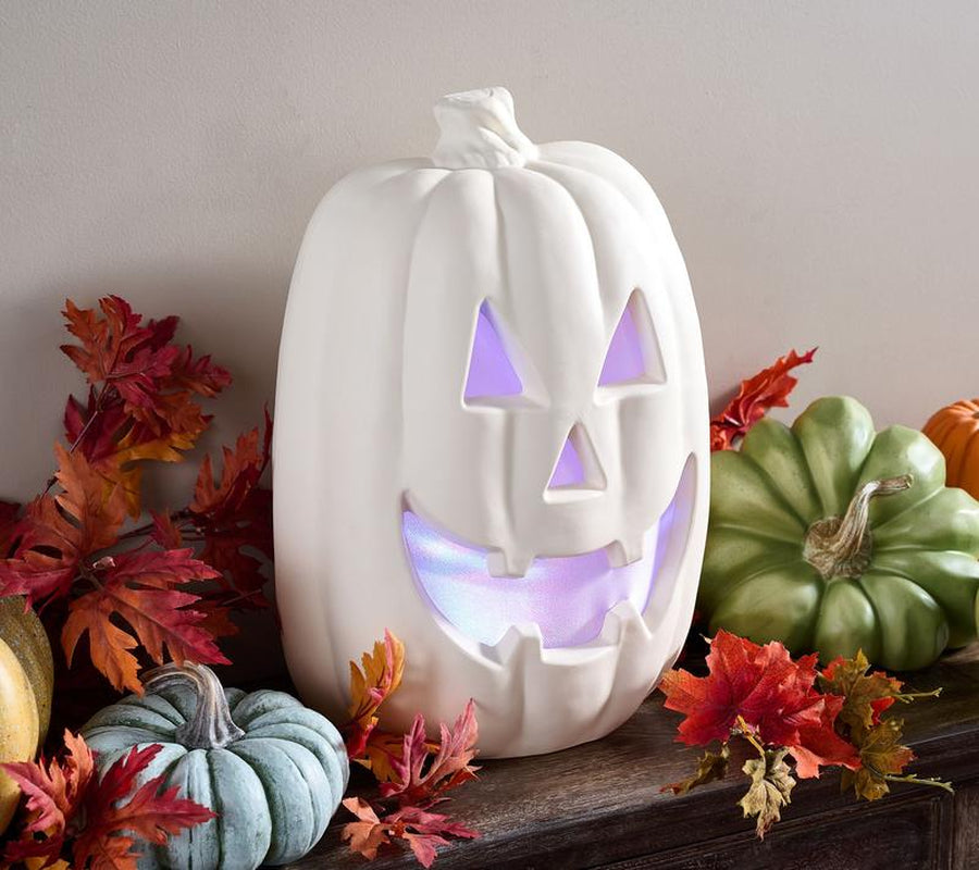 Hay & Harvest 15" Illuminated Pumpkin with Light Show