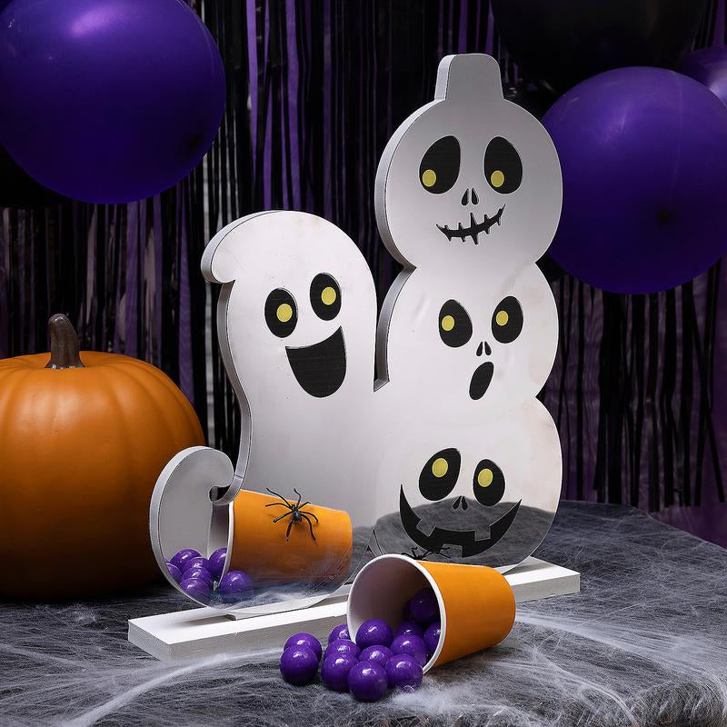 15 1/4" Halloween Happy Ghost & Jack-O'-Lantern Plastic Infinity Light