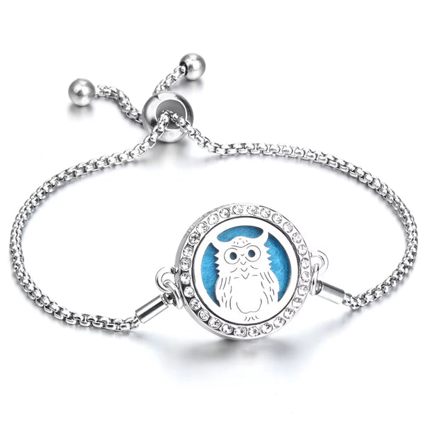 Aromatherapy Bracelet Jewelry Adjustable Chain Crystal Kaleidoscope Lotus Flower Aroma Perfume Essential Oil Diffuser Bracelets