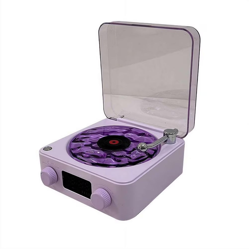 Waves Vinyl Bluetooth Speaker with Three Ambient Lights,The Waves Vinyl Player with Adjustable Light and Time,Small Record Player for Room Desk,Retro Vinyl Player * Speaker