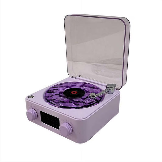 Waves Vinyl Bluetooth Speaker with Three Ambient Lights,The Waves Vinyl Player with Adjustable Light and Time,Small Record Player for Room Desk,Retro Vinyl Player * Speaker