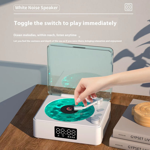 White Noise Vinyl Record Player with RGB LED for Bluetooth Speaker Wireless Battery Operated Ambient Clock New Model Plastic