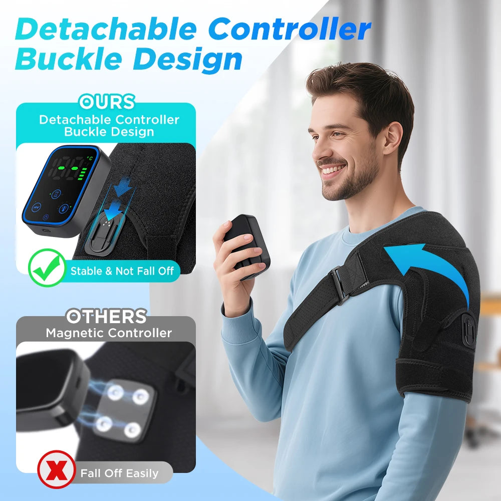 Detachable Wireless APP Control Electric Heating Vibration Shoulder Knee Massager Brace 3 Levels Timer Shoulder Massage Belt Bra