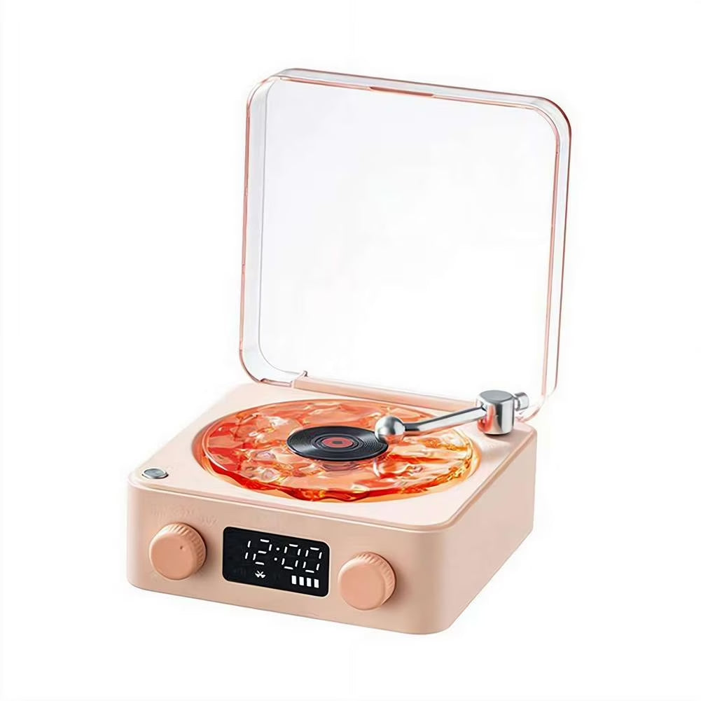 Waves Vinyl Bluetooth Speaker with Three Ambient Lights,The Waves Vinyl Player with Adjustable Light and Time,Small Record Player for Room Desk,Retro Vinyl Player * Speaker