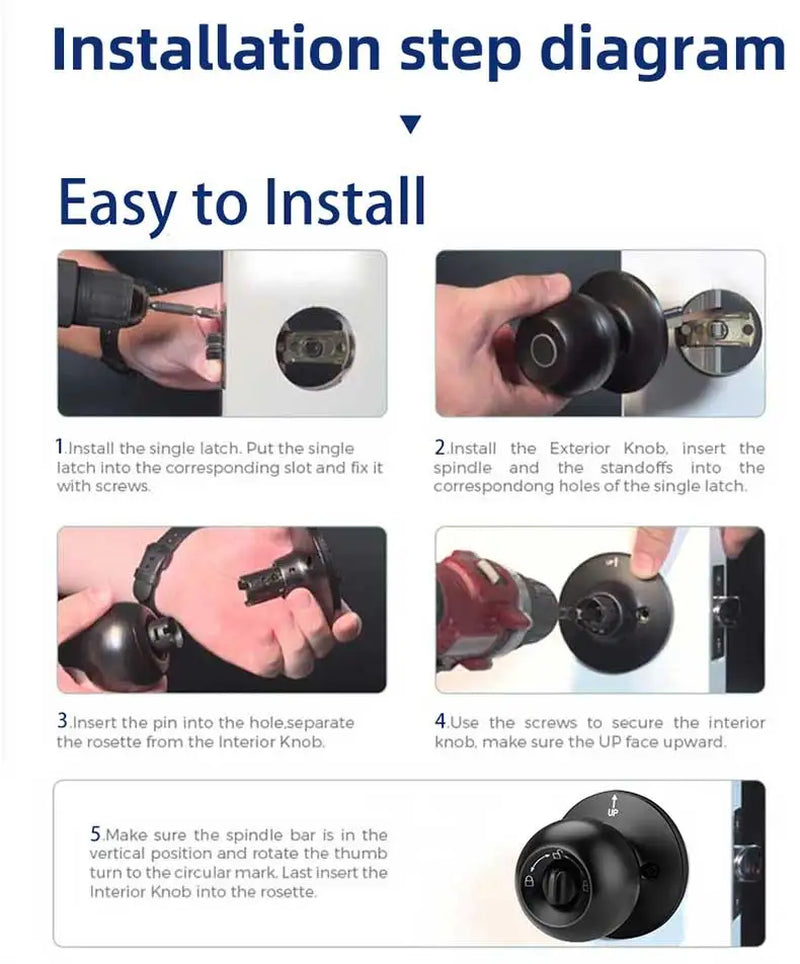 with Tuya Biometric Fingerprint Smart Door Lock Electronic Lock Keyless Security Door Entry Home House Apartment Indoor