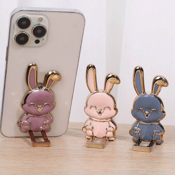 ‌Foldable Bunny Phone StandPortable Holder for All Mobile Phones Cute Desk Accessories Office Home Decor
