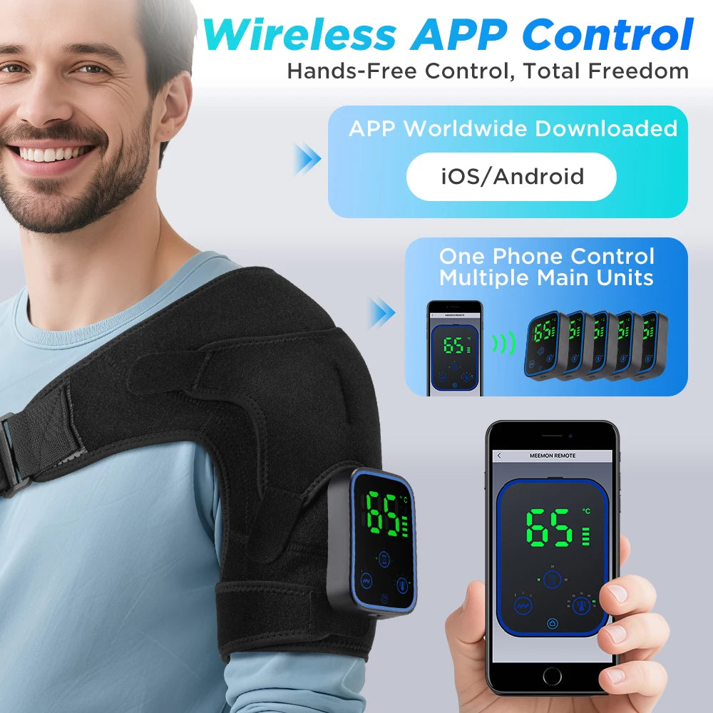 Detachable Wireless APP Control Electric Heating Vibration Shoulder Knee Massager Brace 3 Levels Timer Shoulder Massage Belt Bra