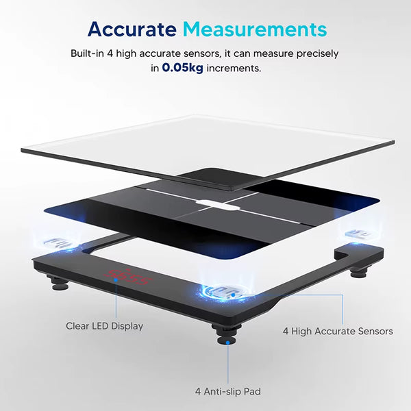 2025 Hot Selling High-Precision Digital Body Fat Scale Smart 180Kg LED Screen Bathroom Scale for Home Use BMI Body Fat Scale