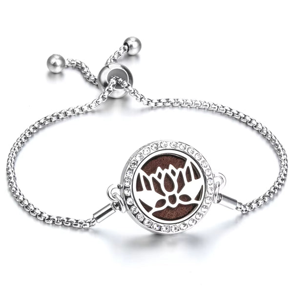 Aromatherapy Bracelet Jewelry Adjustable Chain Crystal Kaleidoscope Lotus Flower Aroma Perfume Essential Oil Diffuser Bracelets