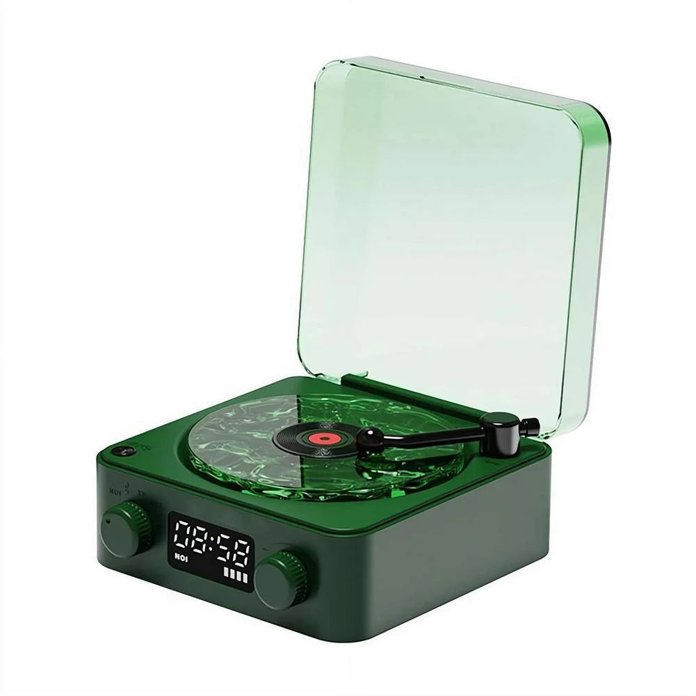 Waves Vinyl Bluetooth Speaker with Three Ambient Lights,The Waves Vinyl Player with Adjustable Light and Time,Small Record Player for Room Desk,Retro Vinyl Player * Speaker