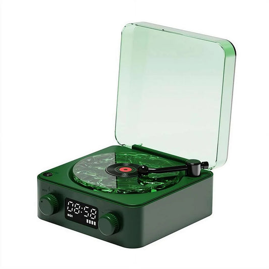 Waves Vinyl Bluetooth Speaker with Three Ambient Lights,The Waves Vinyl Player with Adjustable Light and Time,Small Record Player for Room Desk,Retro Vinyl Player * Speaker