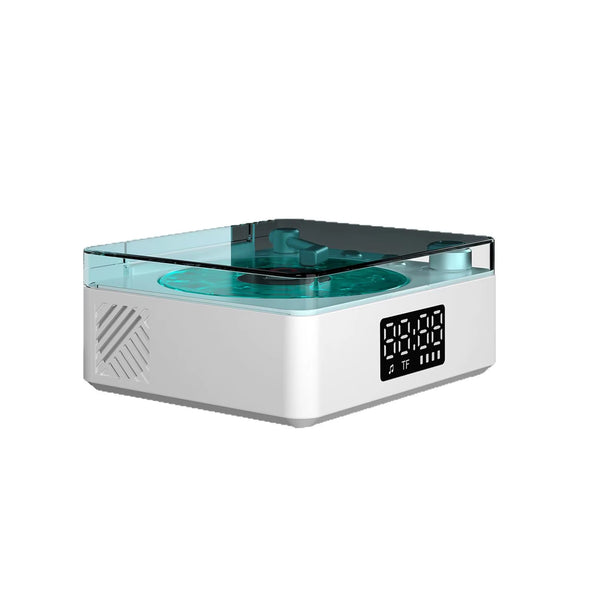 White Noise Vinyl Record Player with RGB LED for Bluetooth Speaker Wireless Battery Operated Ambient Clock New Model Plastic