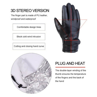 USB Plug Electric Heated Gloves with Touchscreen Finger for Men Women Winter Hands Warmer Thermal Gloves Windproof for Cold Weather Outdoor Activities